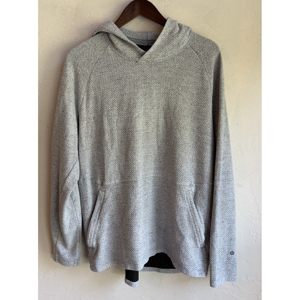 Lululemon At Ease Hoodie Mens XL Gray Textured Athleisure Sweatshirt Double Knit